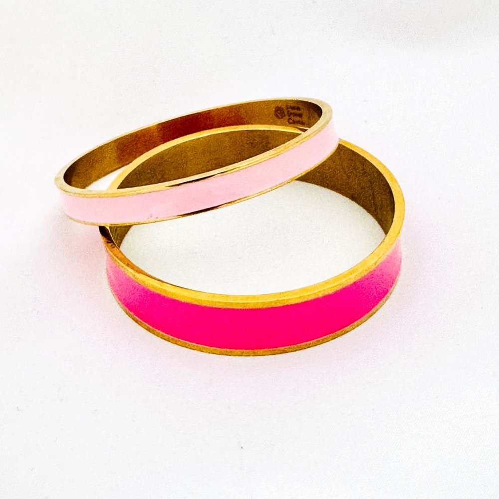 Two Susan Graver Enameled Bracelets - Light and Dark Pink